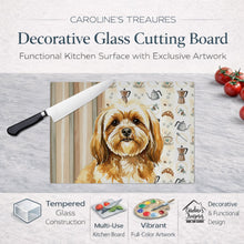 Load image into Gallery viewer, Gold Lhasa Apso Coffee Bar Glass Cutting Board