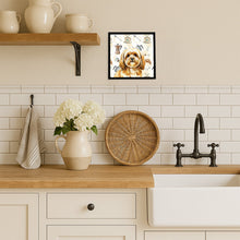 Load image into Gallery viewer, Gold Lhasa Apso Coffee Bar Framed Metal Print