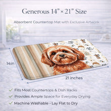 Load image into Gallery viewer, Red Lhasa Apso Coffee Bar Dish Drying Mat