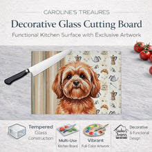 Load image into Gallery viewer, Red Lhasa Apso Coffee Bar Glass Cutting Board