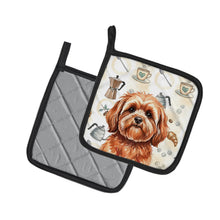 Load image into Gallery viewer, Red Lhasa Apso Coffee Bar Pair of Pot Holders