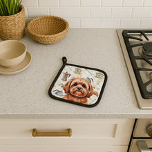 Load image into Gallery viewer, Red Lhasa Apso Coffee Bar Pair of Pot Holders