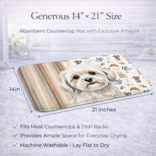 Load image into Gallery viewer, White Lhasa Apso Coffee Bar Dish Drying Mat