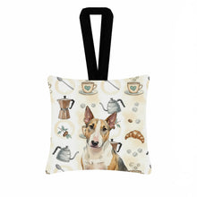 Load image into Gallery viewer, Tricolor Miniature Bull Terrier Coffee Bar Hanging Square Fabric Ornament 3.5 × 3.5