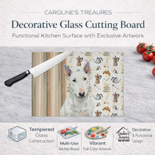 Load image into Gallery viewer, White Miniature Bull Terrier Coffee Bar Glass Cutting Board