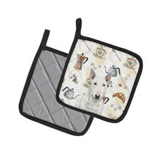 Load image into Gallery viewer, White Miniature Bull Terrier Coffee Bar Pair of Pot Holders