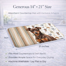 Load image into Gallery viewer, Chocolate and Rust Miniature Pinscher Min Pin Coffee Bar Dish Drying Mat