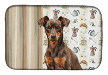 Load image into Gallery viewer, Chocolate and Rust Miniature Pinscher Min Pin Coffee Bar Dish Drying Mat