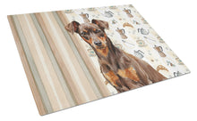 Load image into Gallery viewer, Chocolate and Rust Miniature Pinscher Min Pin Coffee Bar Glass Cutting Board