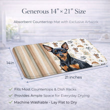 Load image into Gallery viewer, Black and Tan Miniature Pinscher Coffee Bar Dish Drying Mat