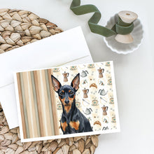 Load image into Gallery viewer, Black and Tan Miniature Pinscher Coffee Bar Greeting Cards Pack of 8