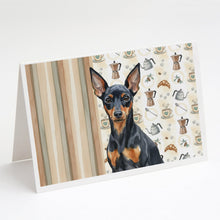 Load image into Gallery viewer, Black and Tan Miniature Pinscher Coffee Bar Greeting Cards Pack of 8