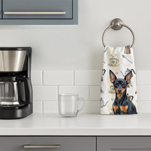 Load image into Gallery viewer, Black and Tan Miniature Pinscher Coffee Bar Kitchen Towel