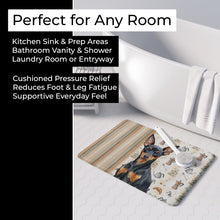 Load image into Gallery viewer, Black and Tan Miniature Pinscher Coffee Bar Memory Foam Kitchen Mat