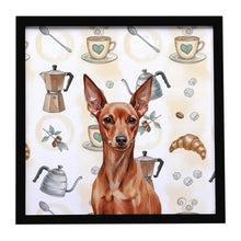 Load image into Gallery viewer, Red Miniature Pinscher Min Pin Coffee Bar Framed Metal Print