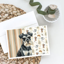Load image into Gallery viewer, Black &amp; Silver Miniature Schnauzer Coffee Bar Greeting Cards Pack of 8