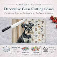 Load image into Gallery viewer, Black &amp; Silver Miniature Schnauzer Coffee Bar Glass Cutting Board
