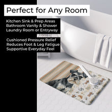 Load image into Gallery viewer, Black &amp; Silver Miniature Schnauzer Coffee Bar Memory Foam Kitchen Mat