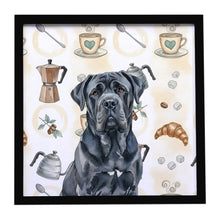 Load image into Gallery viewer, Black Neapolitan Mastiff Coffee Bar Framed Metal Print