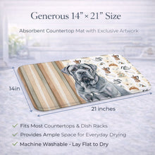 Load image into Gallery viewer, Blue Neapolitan Mastiff Coffee Bar Dish Drying Mat