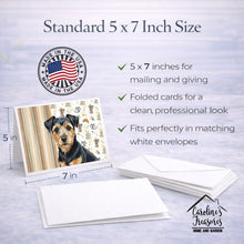 Load image into Gallery viewer, Black and Tan Norfolk Terrier Coffee Bar Greeting Cards Pack of 8
