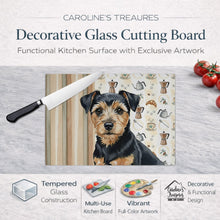 Load image into Gallery viewer, Black and Tan Norfolk Terrier Coffee Bar Glass Cutting Board