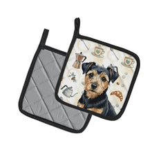 Load image into Gallery viewer, Black and Tan Norfolk Terrier Coffee Bar Pair of Pot Holders