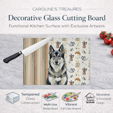 Load image into Gallery viewer, Norwegian Elkhound Coffee Bar Glass Cutting Board