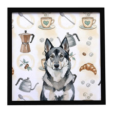 Load image into Gallery viewer, Norwegian Elkhound Coffee Bar Framed Metal Print