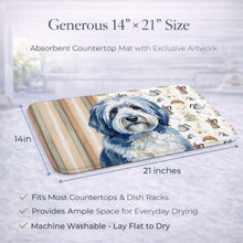 Load image into Gallery viewer, Blue and White Old English Sheepdog Coffee Bar Dish Drying Mat