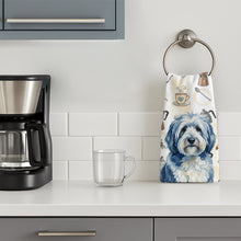 Load image into Gallery viewer, Blue and White Old English Sheepdog Coffee Bar Kitchen Towel