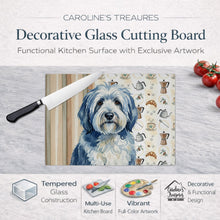 Load image into Gallery viewer, Blue and White Old English Sheepdog Coffee Bar Glass Cutting Board