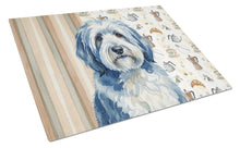 Load image into Gallery viewer, Blue and White Old English Sheepdog Coffee Bar Glass Cutting Board