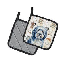 Load image into Gallery viewer, Blue and White Old English Sheepdog Coffee Bar Pair of Pot Holders