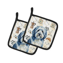 Load image into Gallery viewer, Blue and White Old English Sheepdog Coffee Bar Pair of Pot Holders