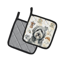Load image into Gallery viewer, Gray and White Old English Sheepdog Coffee Bar Pair of Pot Holders