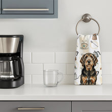 Load image into Gallery viewer, Black and Tan Otterhound Coffee Bar Kitchen Towel