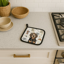 Load image into Gallery viewer, Black and Tan Otterhound Coffee Bar Pair of Pot Holders