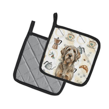 Load image into Gallery viewer, Grizzle and Tan Otterhound Coffee Bar Pair of Pot Holders