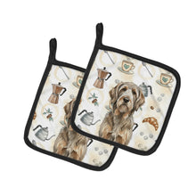 Load image into Gallery viewer, Grizzle and Tan Otterhound Coffee Bar Pair of Pot Holders