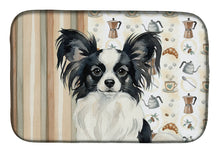 Load image into Gallery viewer, Black and White Papillon Coffee Bar Dish Drying Mat