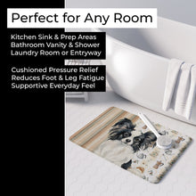 Load image into Gallery viewer, Black and White Papillon Coffee Bar Memory Foam Kitchen Mat