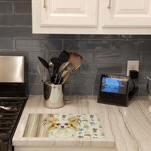 Load image into Gallery viewer, Lemon and White Papillon Coffee Bar Glass Cutting Board