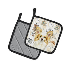 Load image into Gallery viewer, Lemon and White Papillon Coffee Bar Pair of Pot Holders