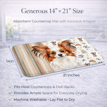 Load image into Gallery viewer, White with Red Papillon Coffee Bar Dish Drying Mat