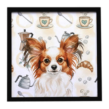 Load image into Gallery viewer, White with Red Papillon Coffee Bar Framed Metal Print