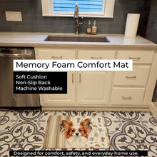 Load image into Gallery viewer, White with Red Papillon Coffee Bar Memory Foam Kitchen Mat