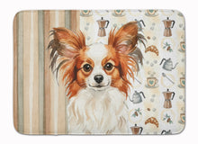 Load image into Gallery viewer, White with Red Papillon Coffee Bar Memory Foam Kitchen Mat
