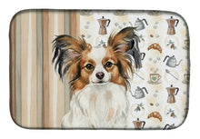 Load image into Gallery viewer, White with Sable Papillon Coffee Bar Dish Drying Mat