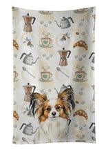Load image into Gallery viewer, White with Sable Papillon Coffee Bar Kitchen Towel